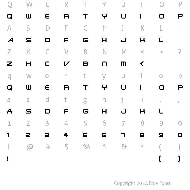 Character Map of Steel Regular