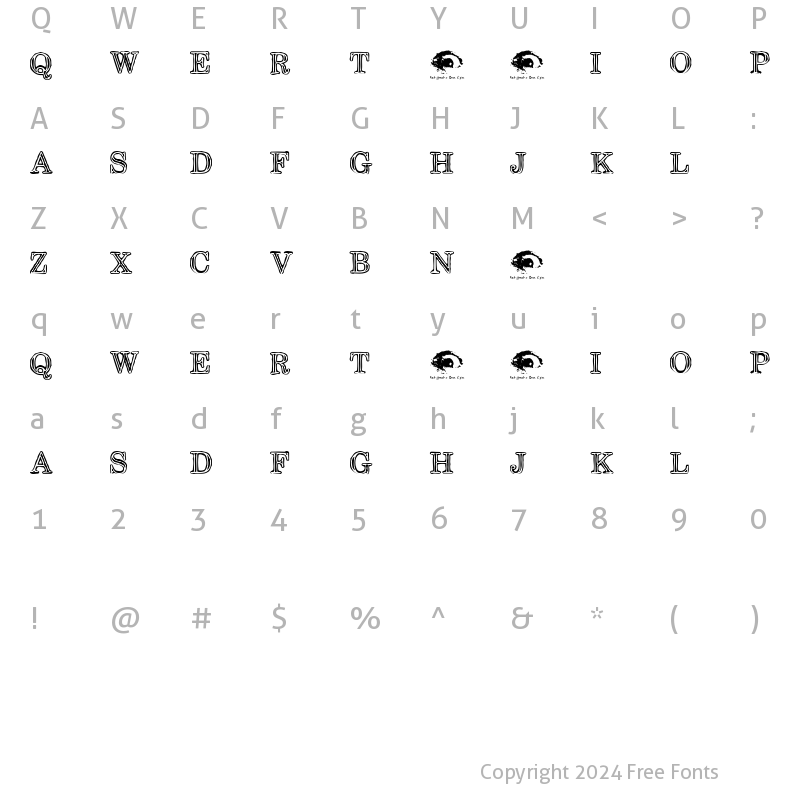 Character Map of Steelcap RubbingTrial Regular