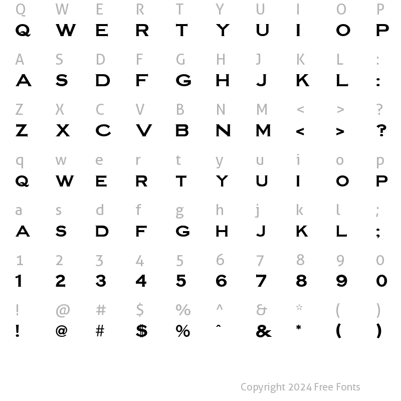 Character Map of Steelplate GothicBold