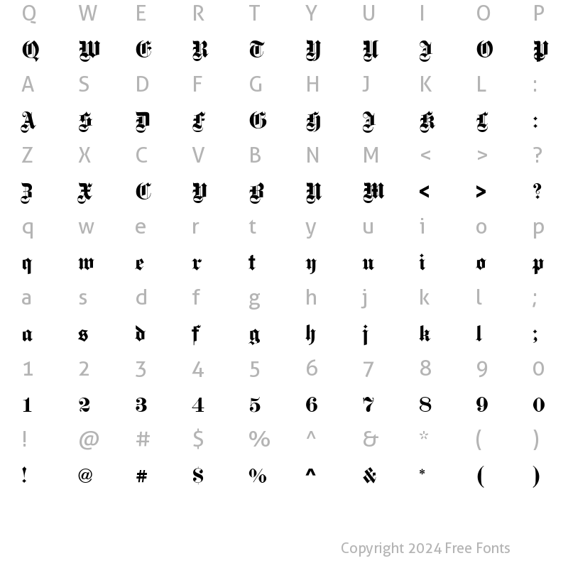 Character Map of Steelplate Textura Regular