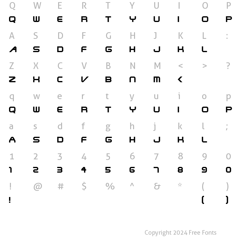 Character Map of Steelwolfuntitled Regular