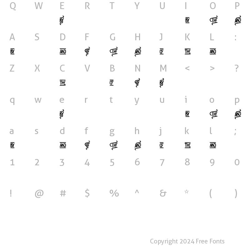 Character Map of Steelworks Special Character Steelworks Special Character