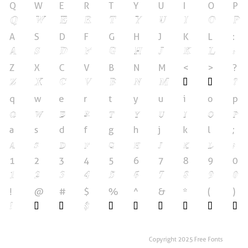 Character Map of StegosaurusOutline Italic