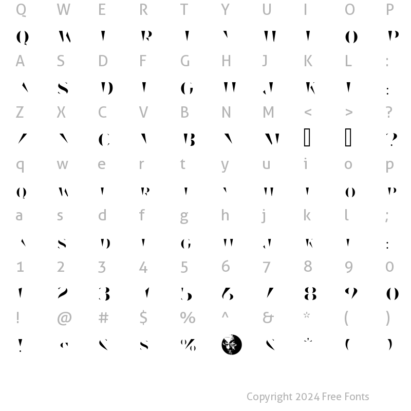 Character Map of Stella Dallas Fill Regular