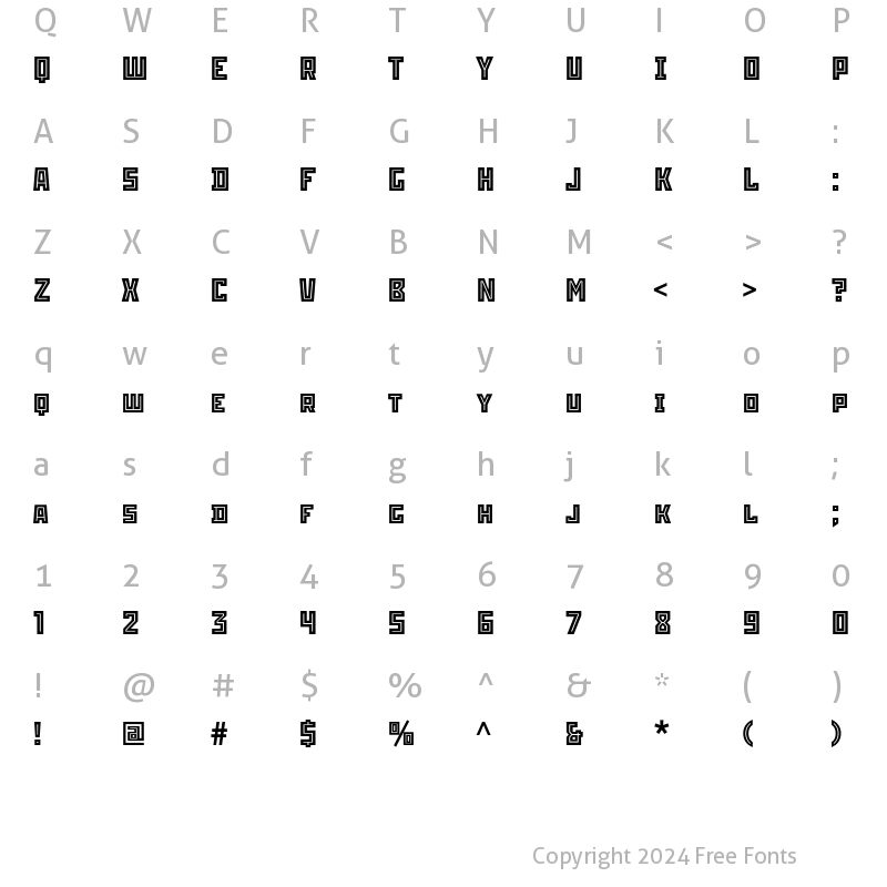 Character Map of Stenberg Inline ITC Std Regular