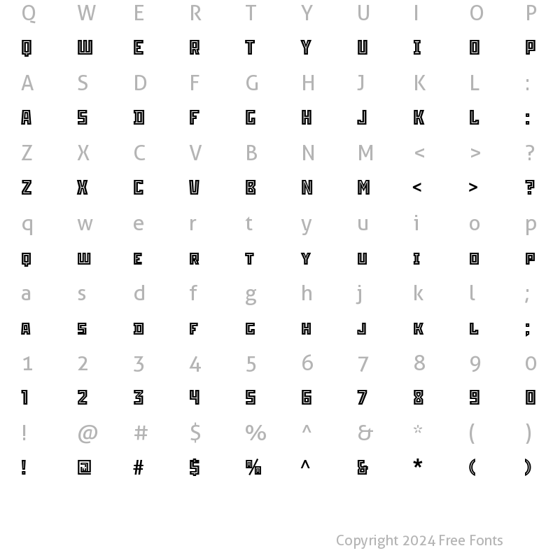 Character Map of StenbergInlineITC TT Regular