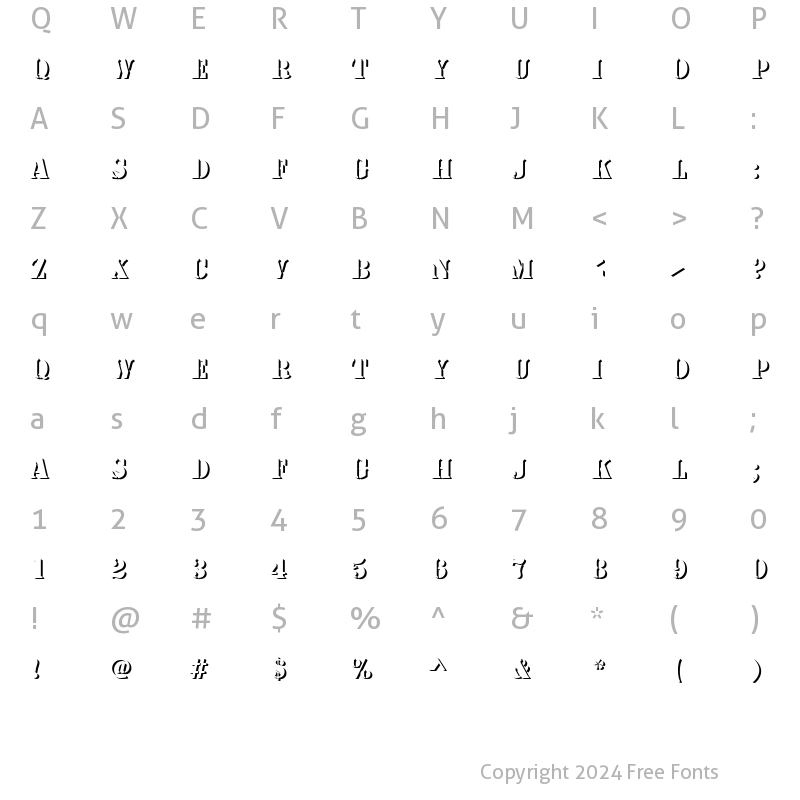 Character Map of Stencil Becker Only Shadow Regular
