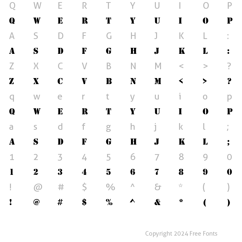 Character Map of Stencil DB Regular