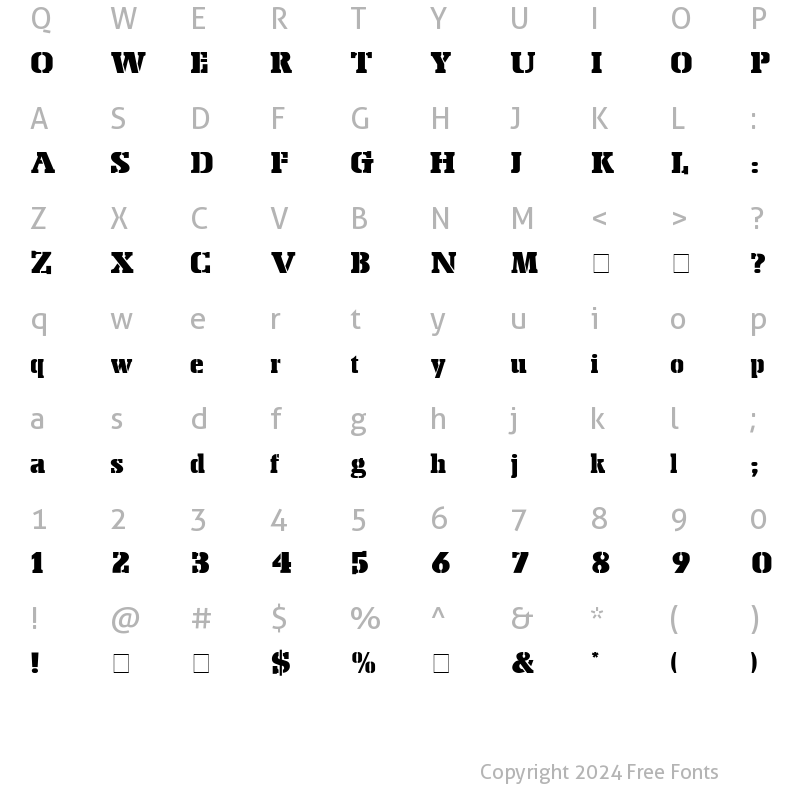 Character Map of Stencil Export Regular