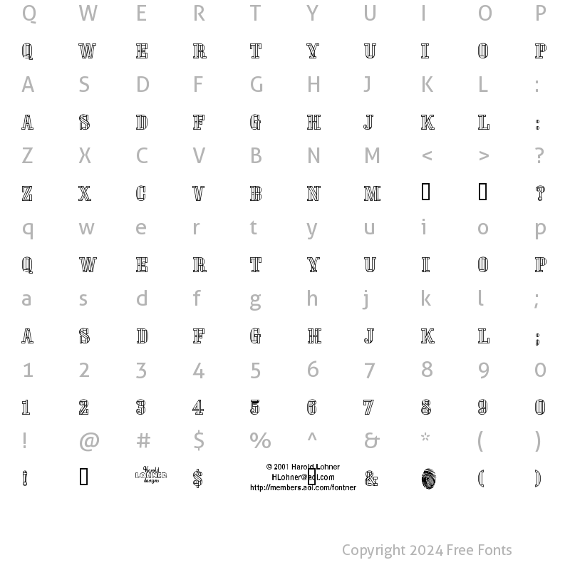 Character Map of Stencil FourReversed Regular