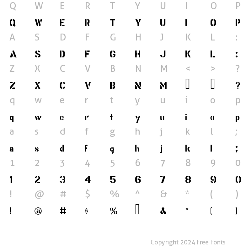 Character Map of Stencil Gothic BE Regular