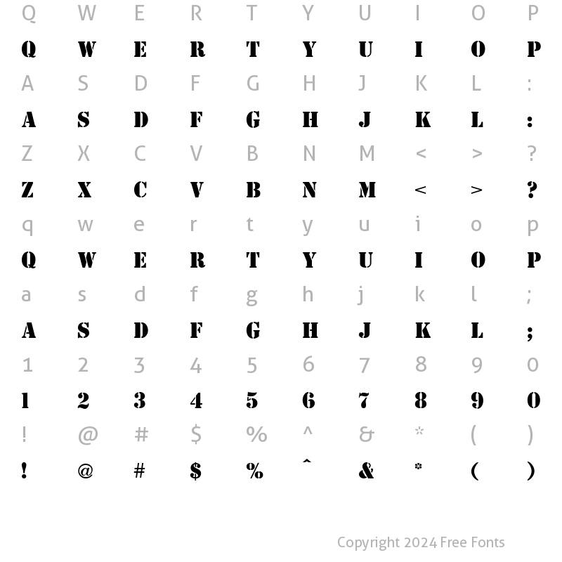 Character Map of Stencil ICG Regular