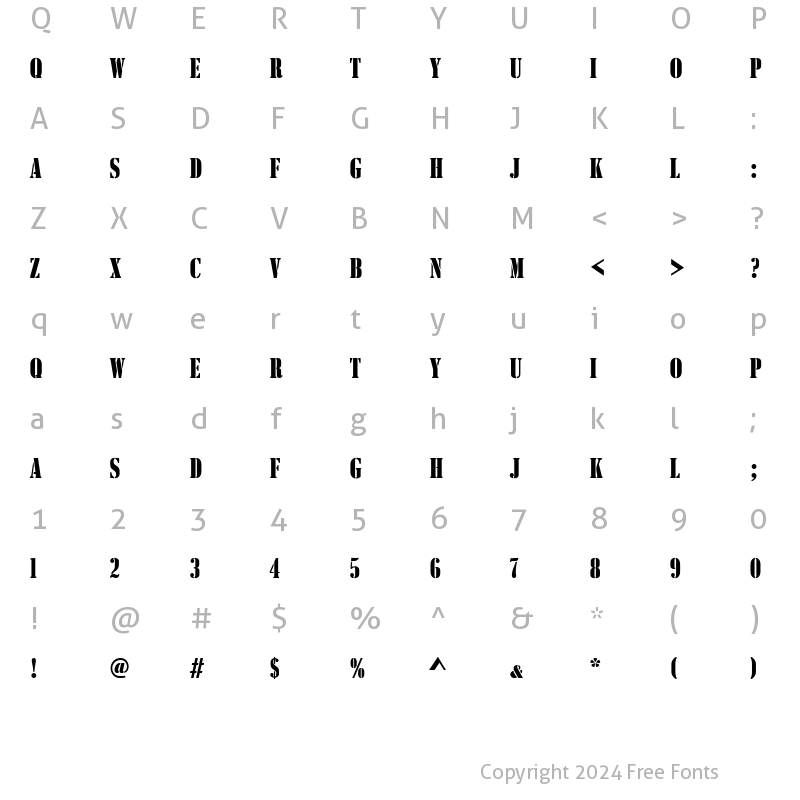 Character Map of StencilComD Regular