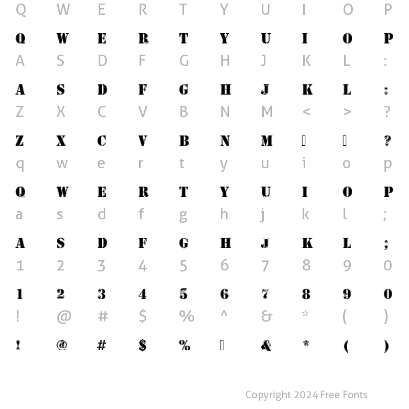 Character Map of StencilDIn1 Regular