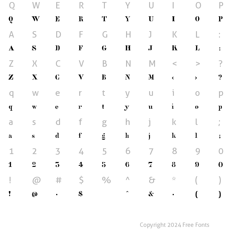 Character Map of StencilFull Regular