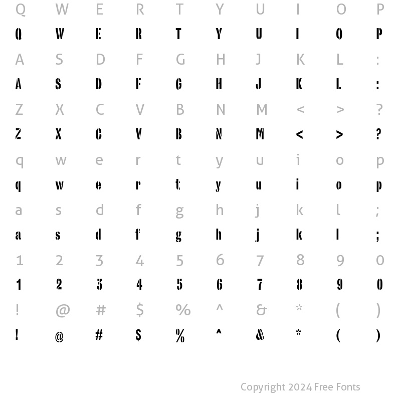 Character Map of StencilSans Condensed Regular