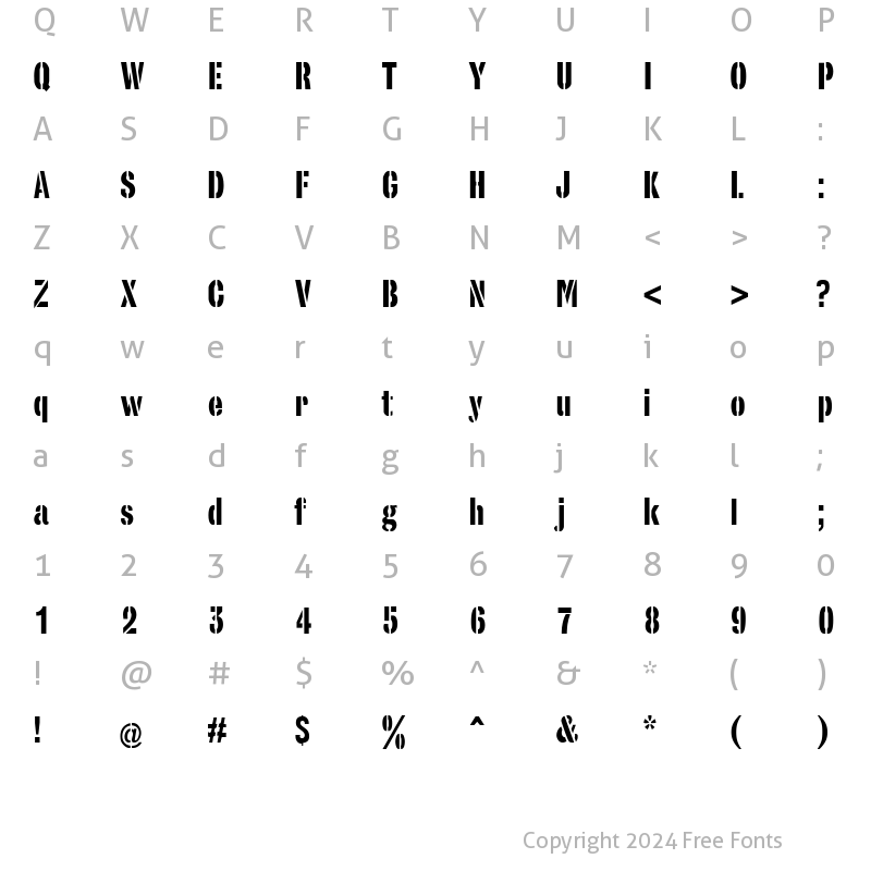 Character Map of StencilSet Regular