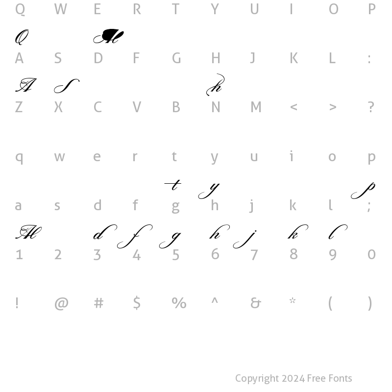 Character Map of Sterling Script Swash Alts Regular
