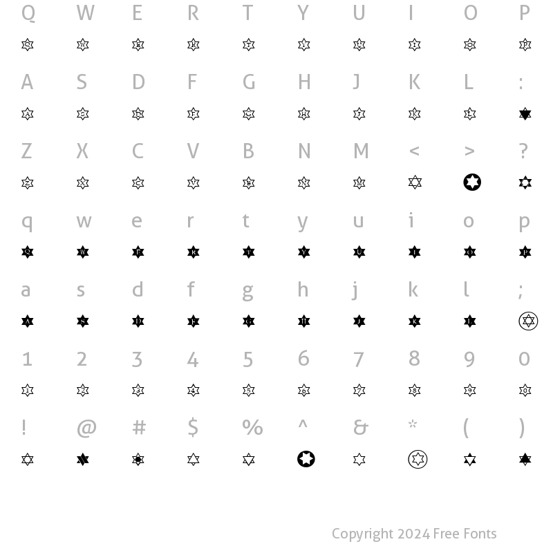 Character Map of Sternschnuppe Regular