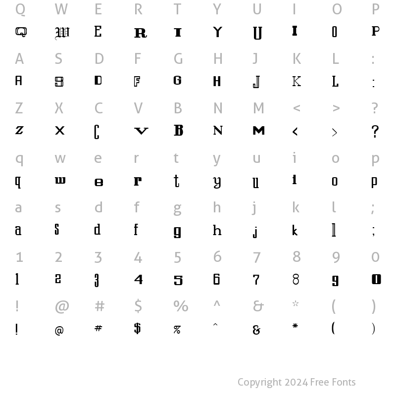 Character Map of StFrancis Regular