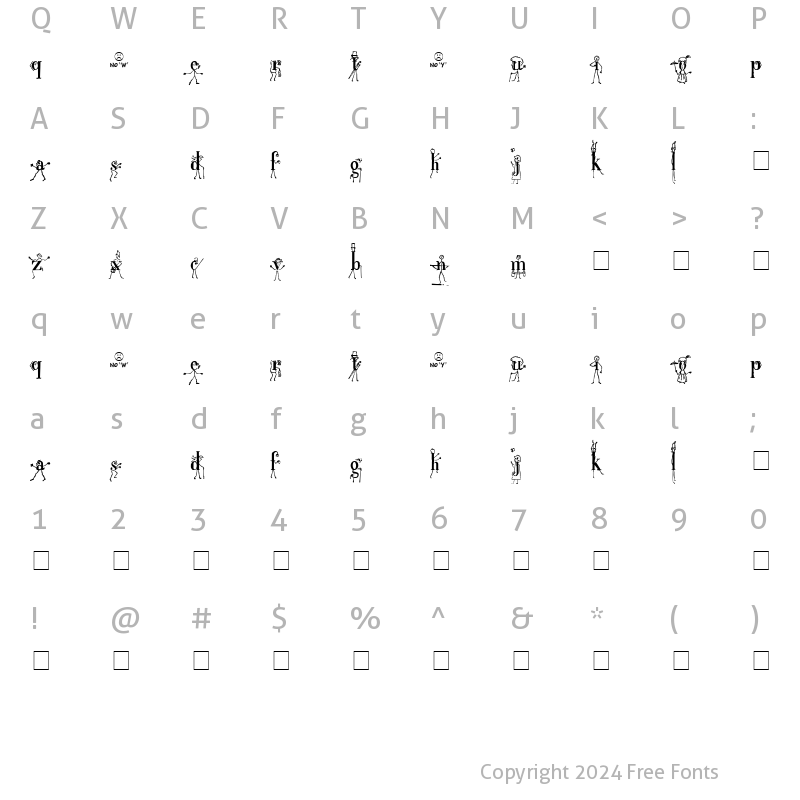 Character Map of StickLetter Medium