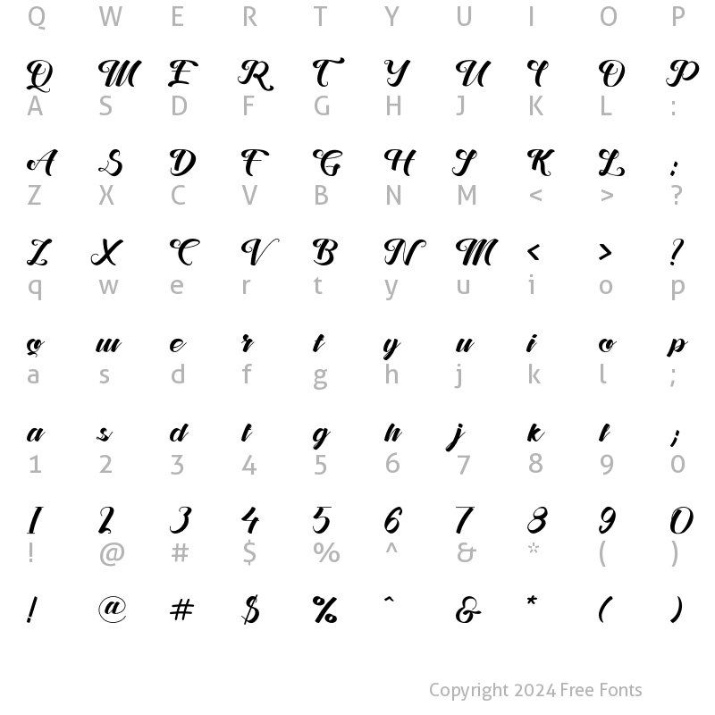 Character Map of Stiffeny Maritta Regular