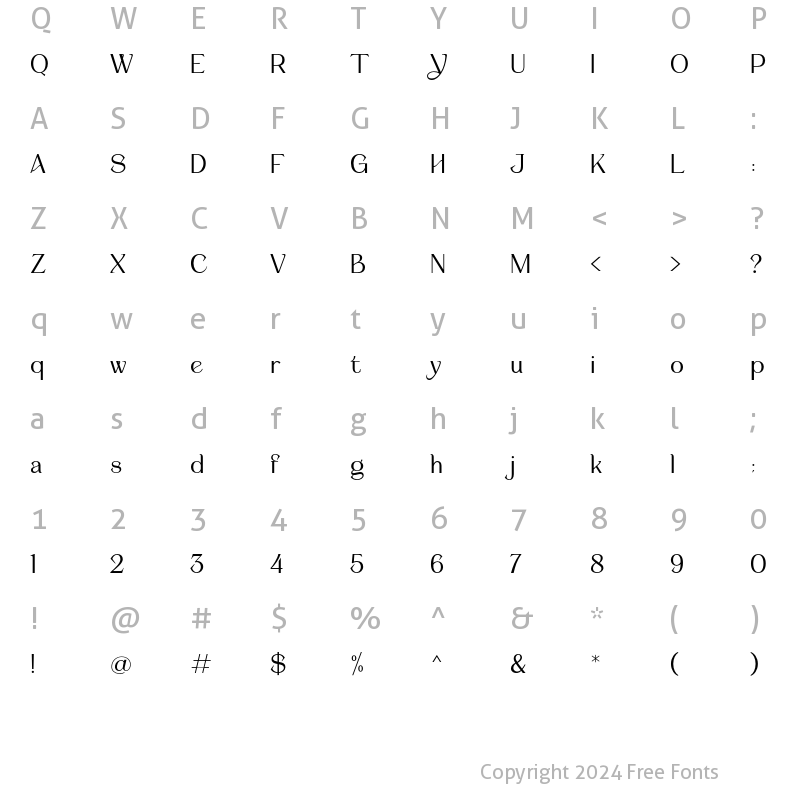 Character Map of Stigma Serif Display Regular