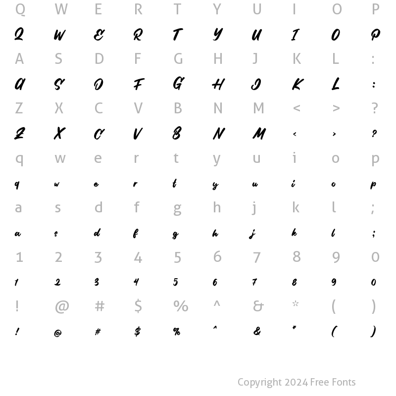 Character Map of Stilda Script Regular