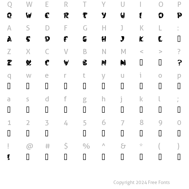 Character Map of Stiletto Black