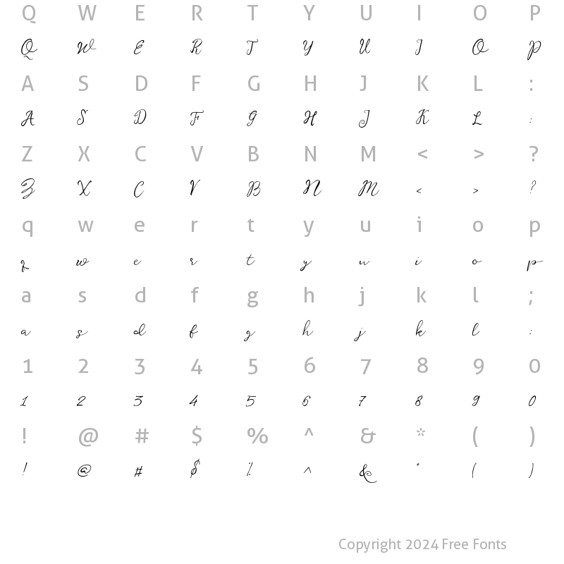 Character Map of Still Wonder Regular