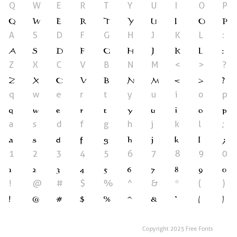 Character Map of Stiltedman Regular