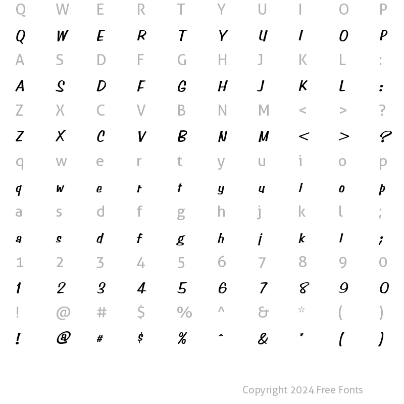 Character Map of Stimpson HeavyOblique