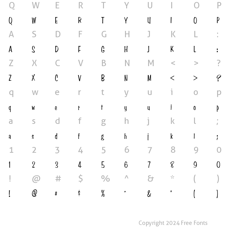 Character Map of StimpsonCondensed Regular