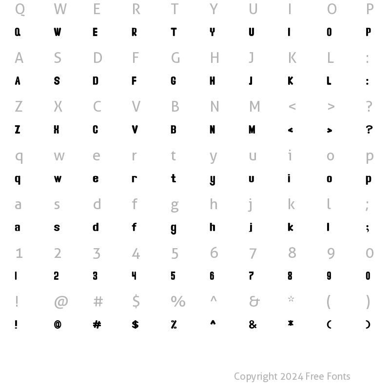 Character Map of Stines Regular