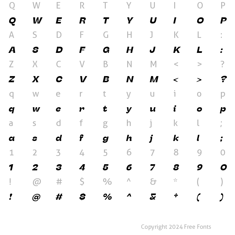 Character Map of Stinger Fit Bold Italic