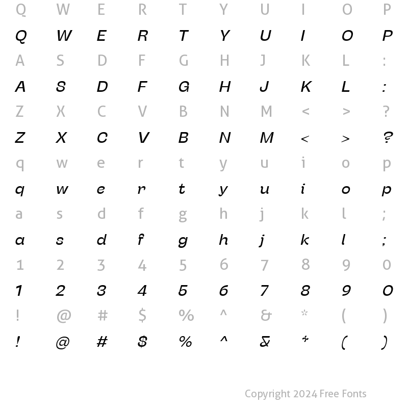 Character Map of Stinger Fit Italic