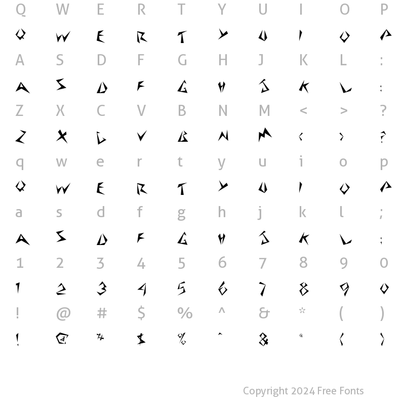 Character Map of Stinger Regular