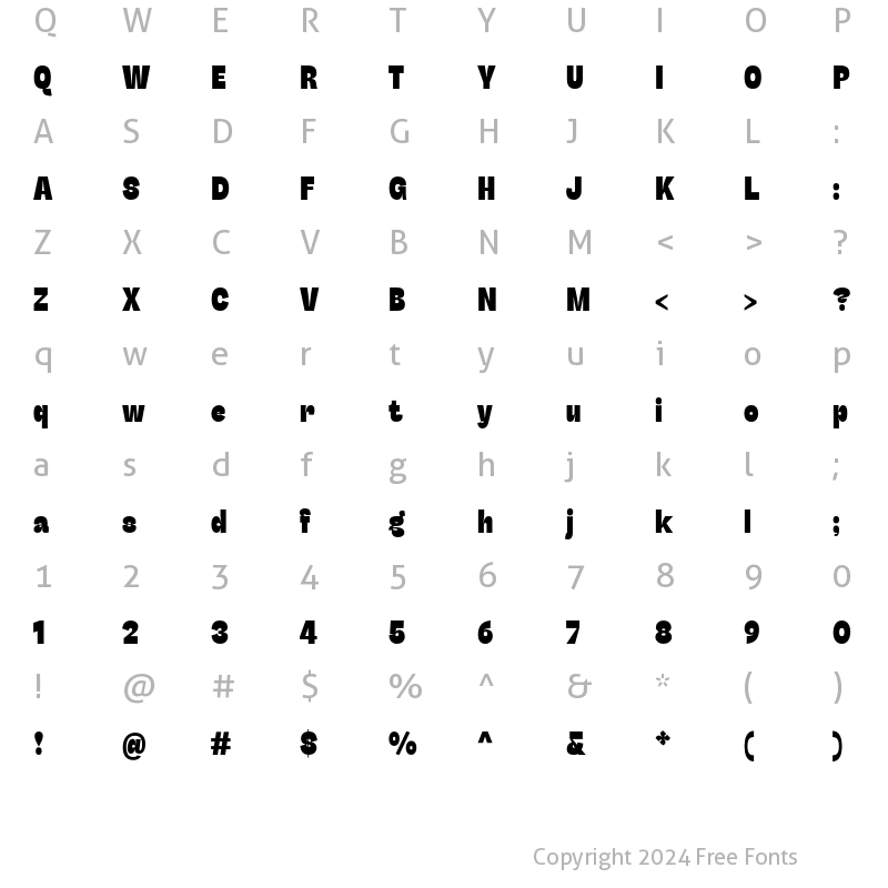 Character Map of Stinger Slim Heavy