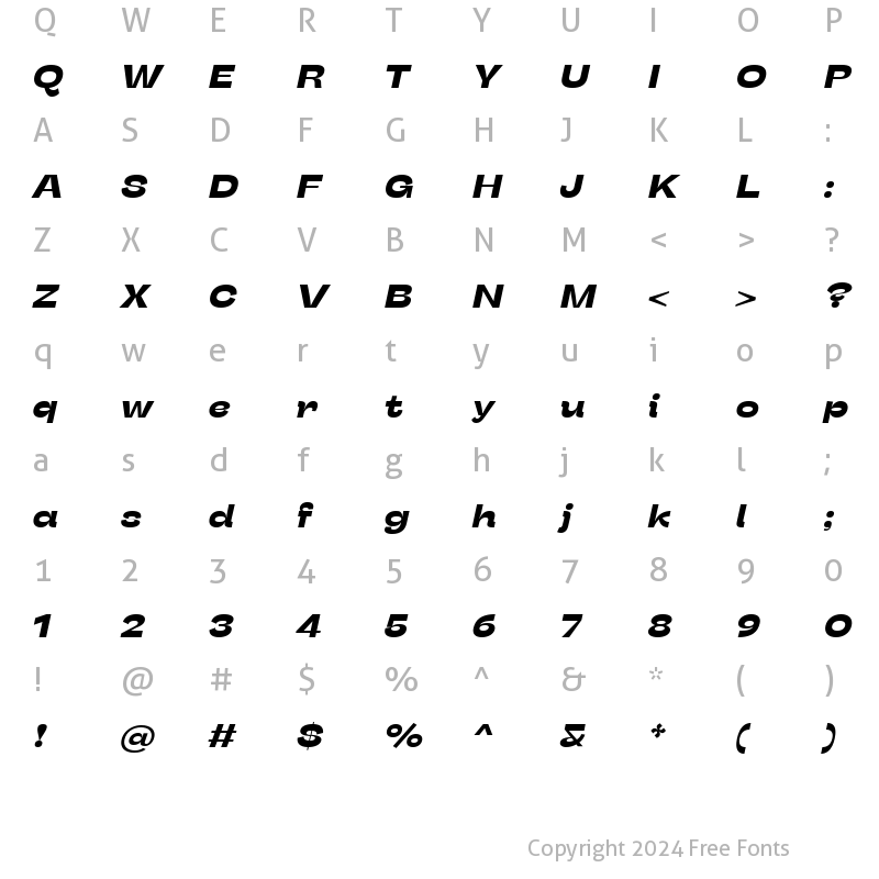 Character Map of Stinger Wide Bold Italic