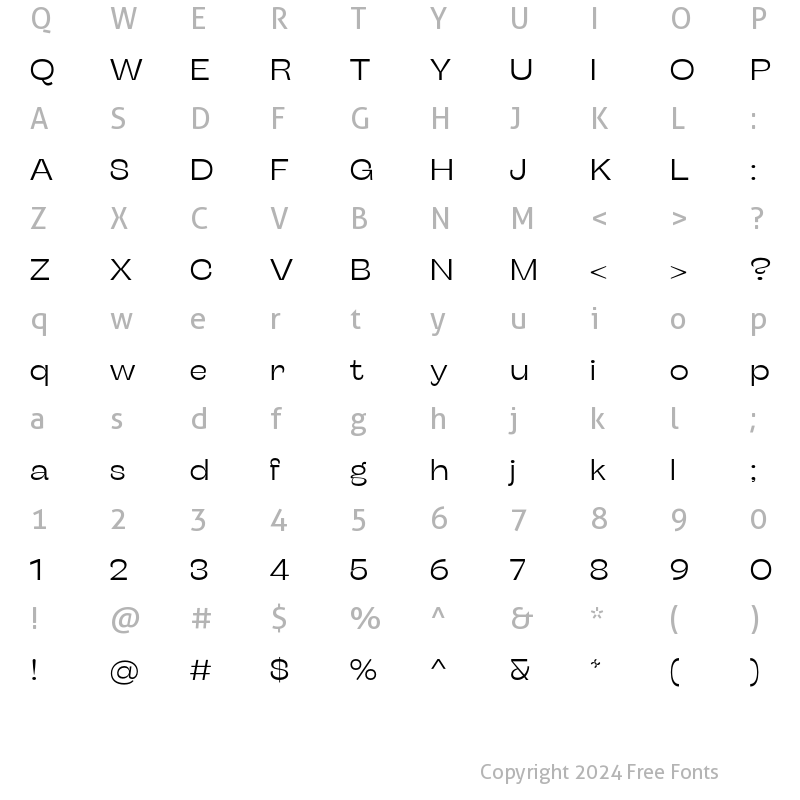 Character Map of Stinger Wide Light