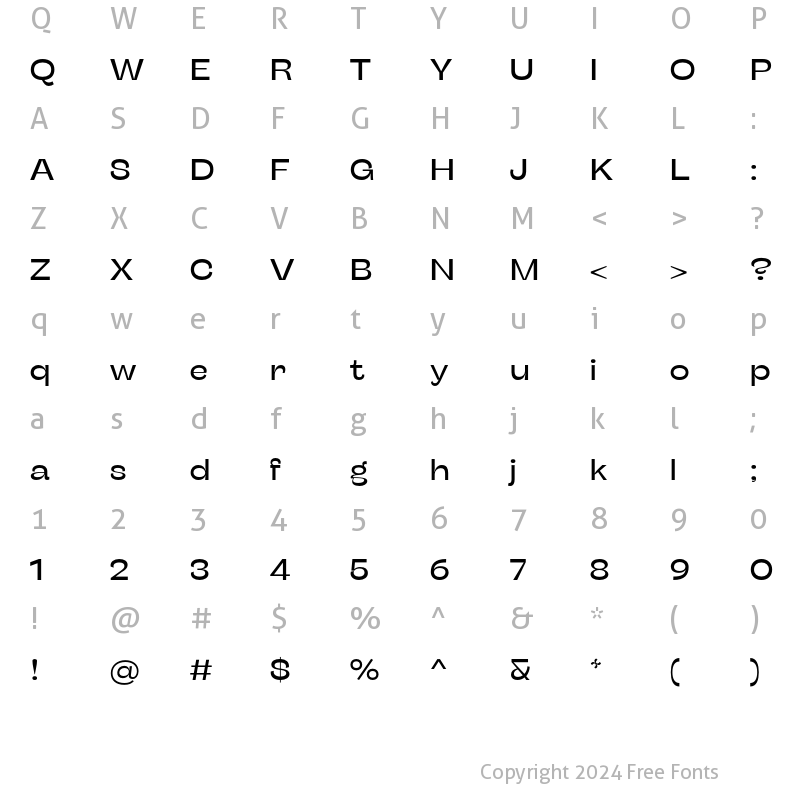 Character Map of Stinger Wide Regular