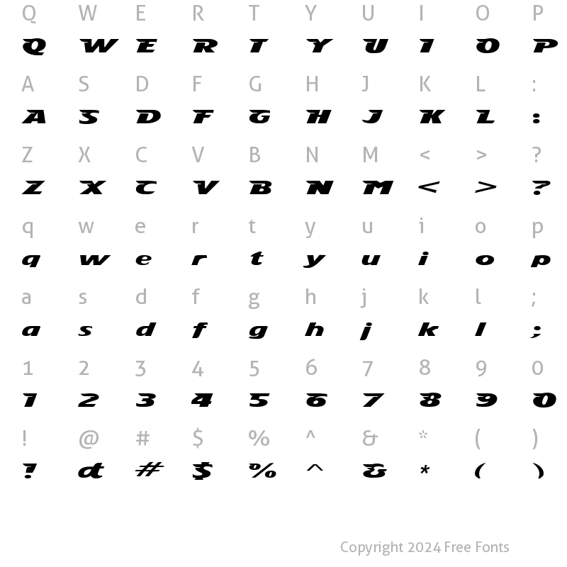 Character Map of StingRay Extrabold