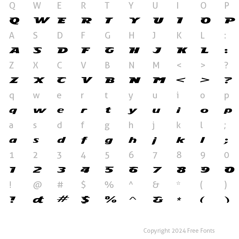 Character Map of Stingray Regular