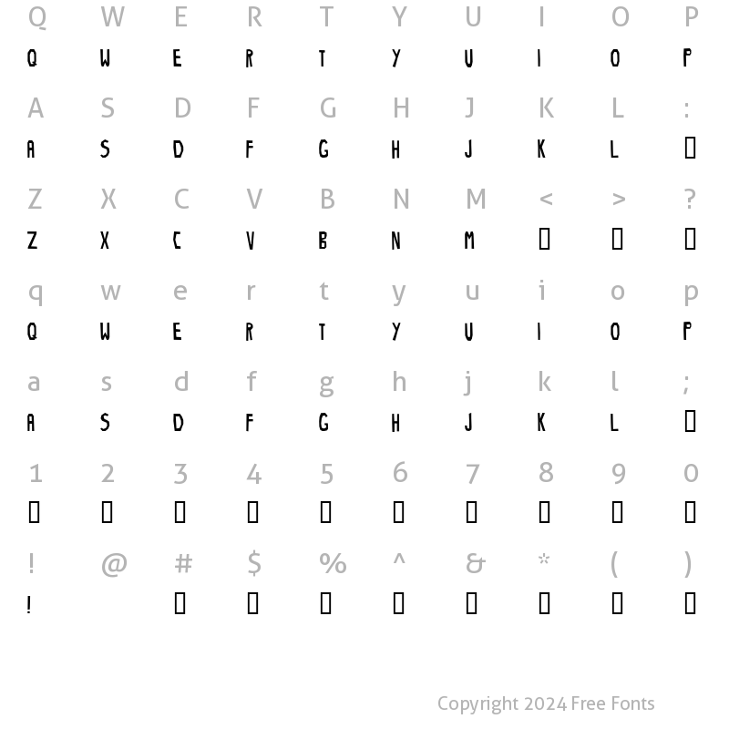 Character Map of Stinko Regular