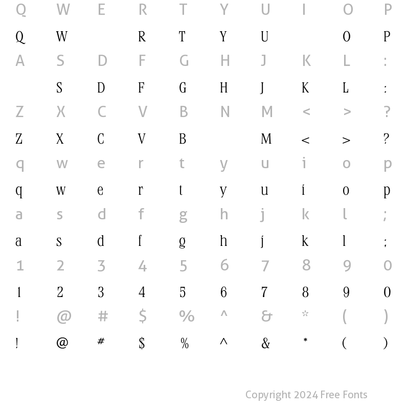 Character Map of StirlingLight Regular