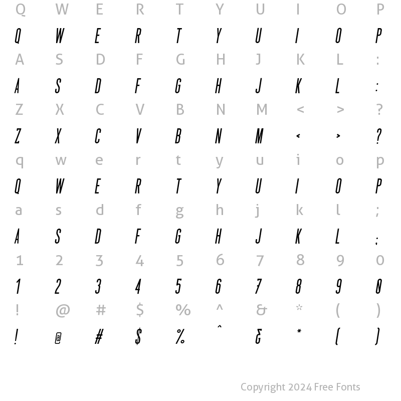 Character Map of Stockbridge Medium Oblique