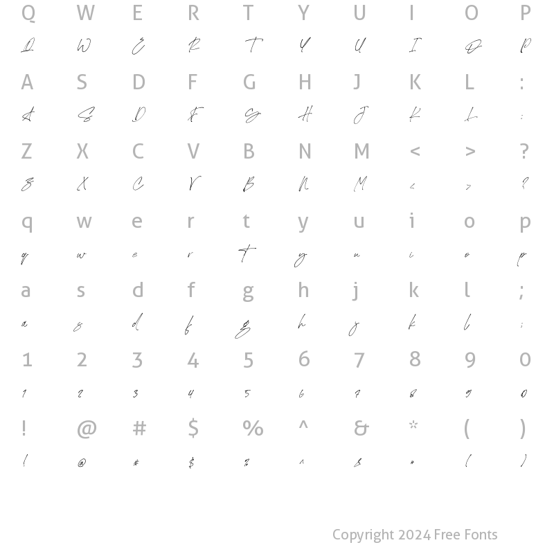 Character Map of Stockholm Italic