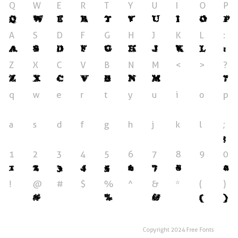 Character Map of Stolen Llama Regular