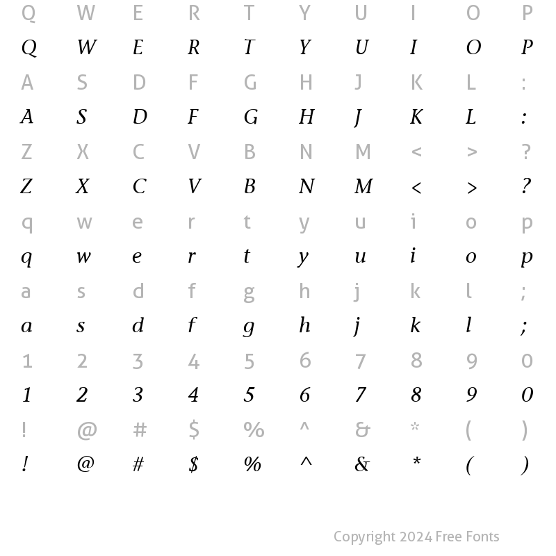 Character Map of Stone Inf ITC Medium Italic