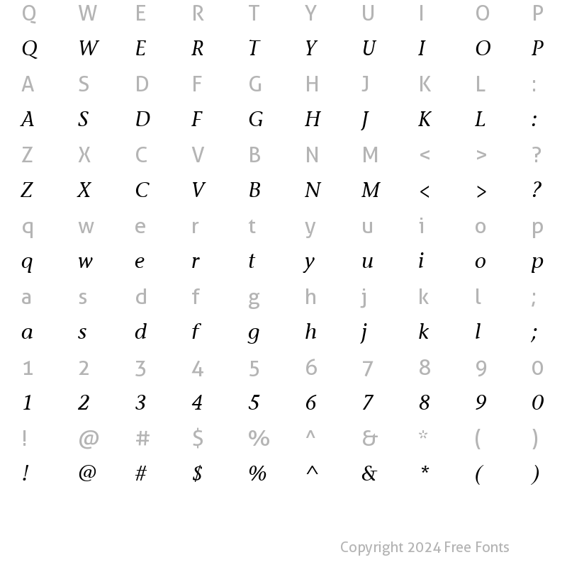 Character Map of Stone Inf ITC TT MediumItalic